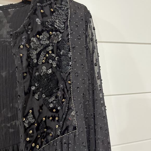 Zara | Bolero Sequin Swiss Dot Jacket Top Sequins FLAW- Size Medium - Picture 4 of 10